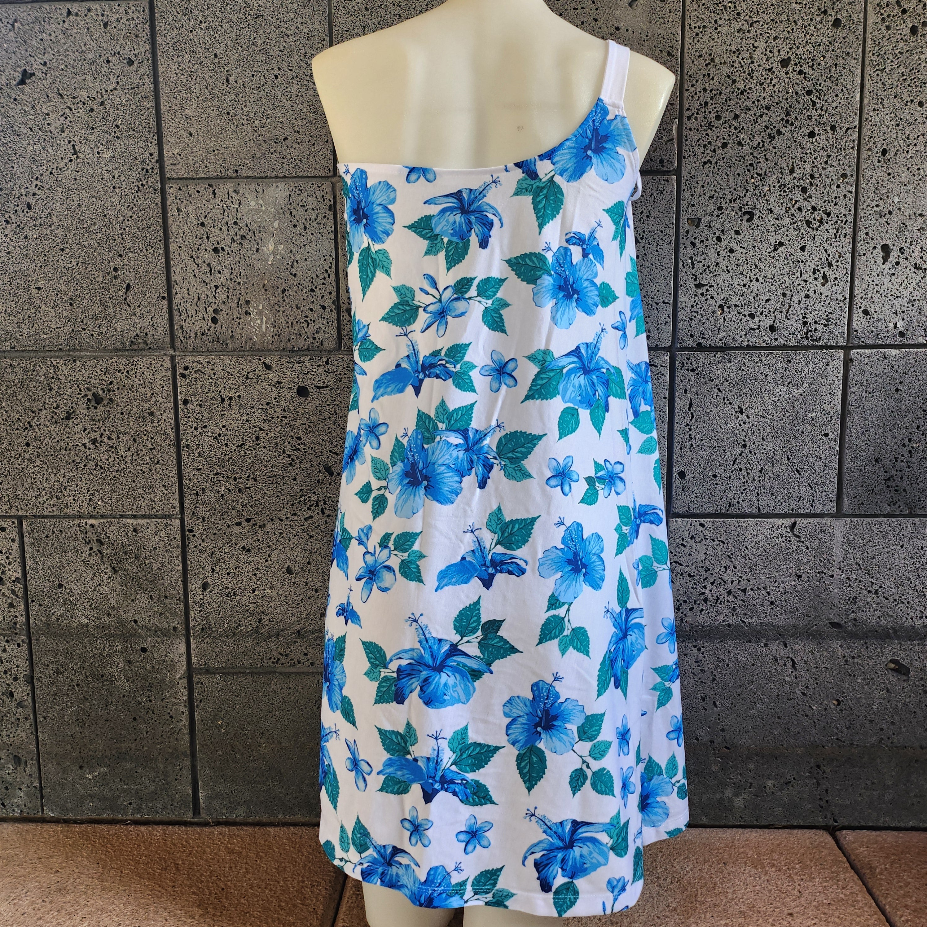 Loco Boutique Hawaiian Blue Convertible V-Neck Halter Dress