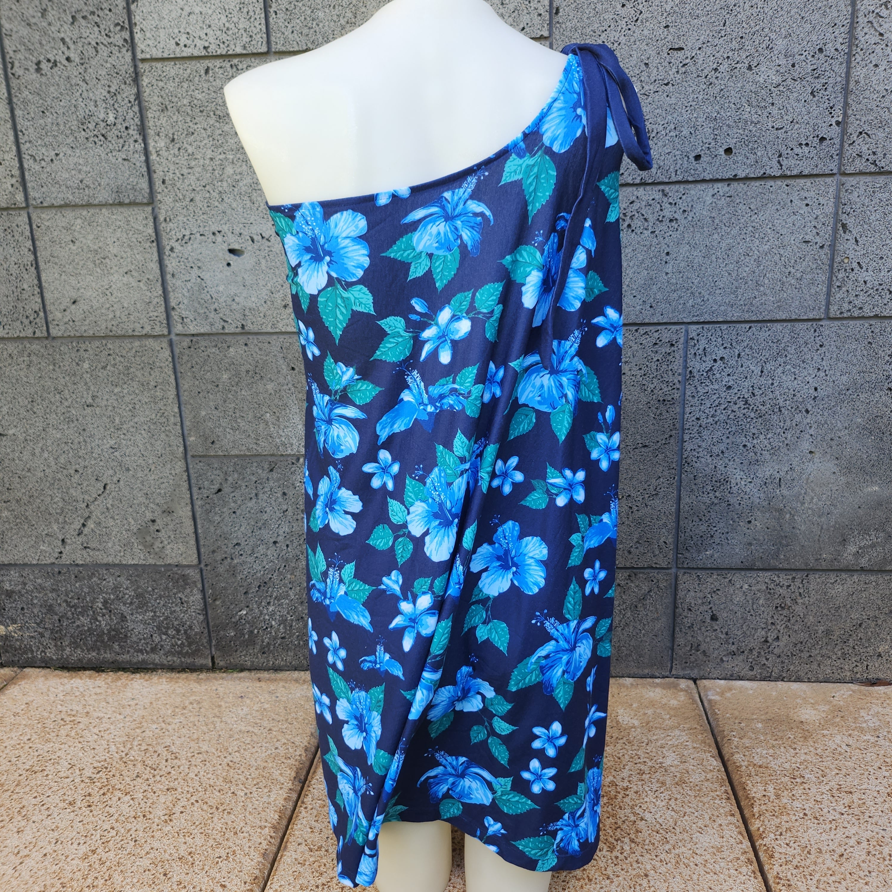 Loco Boutique Hawaiian Blue Convertible V-Neck Halter Dress